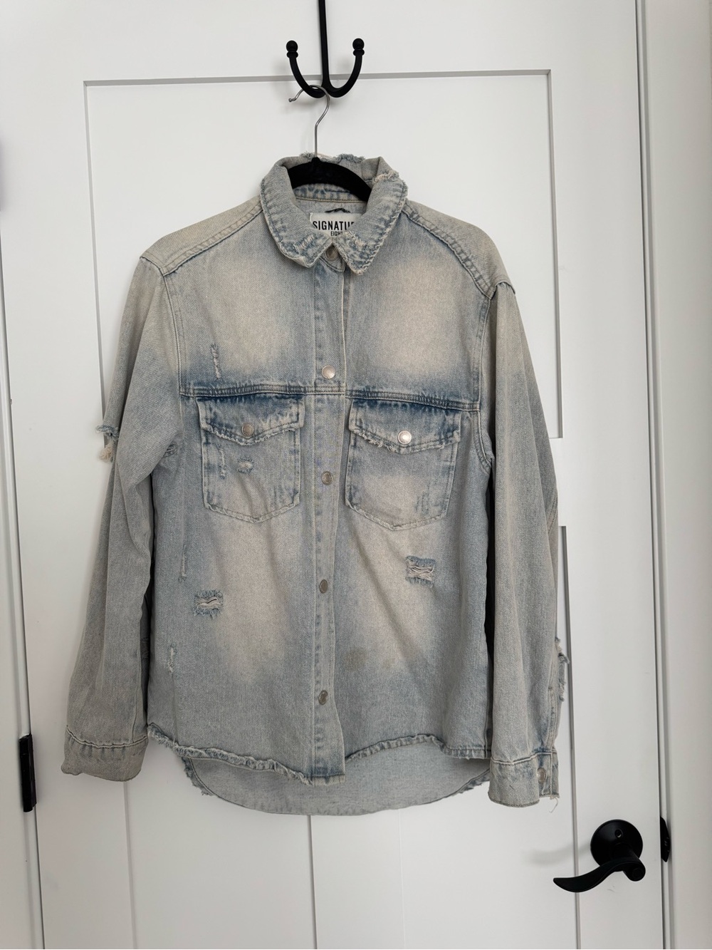 Signature Faded Blue Distressed Denim Jacket